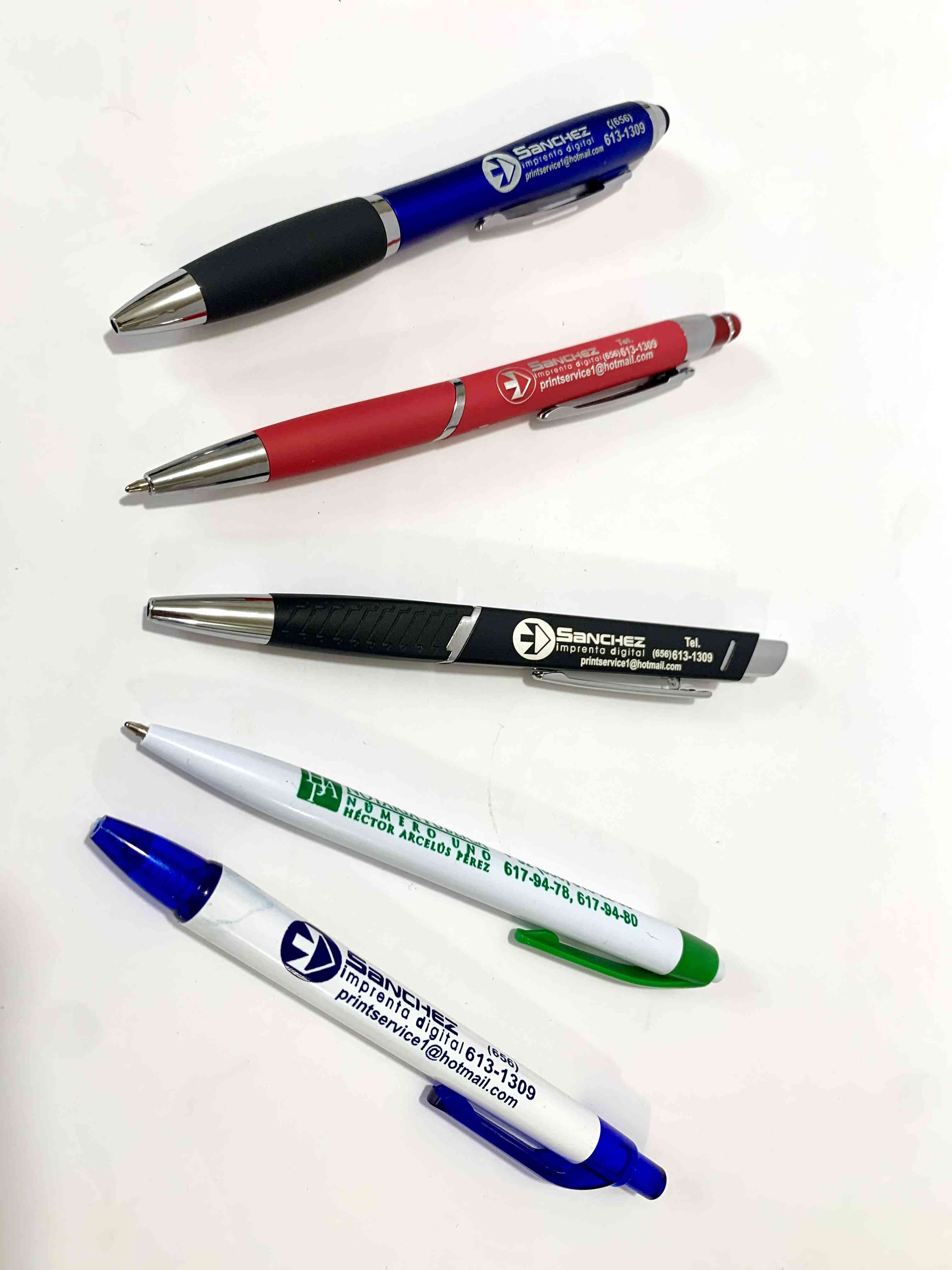 Boligrafos, diferentes modelos y personalizados con DTFV, SERIGRAFIA, IMPRESION EN LASSER